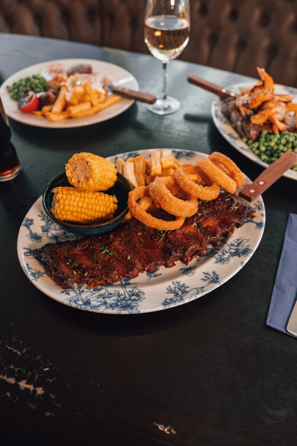 Ribs, chips and onion rings at The Hatfield Chace